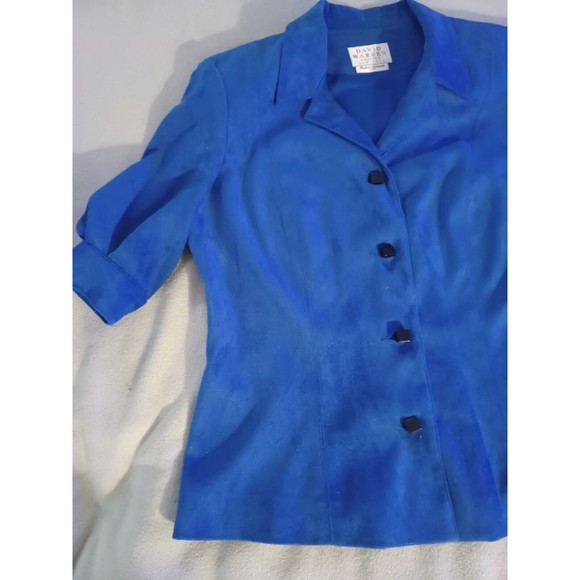 David Warren Petites New York Size 12 Blue Blazer 4 button shoulder pads - Picture 3 of 7